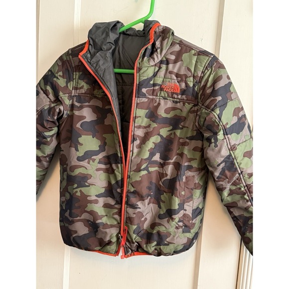 The North Face Reversible True or False Hood Zip Jacket Camo Gray Boy - Picture 1 of 6